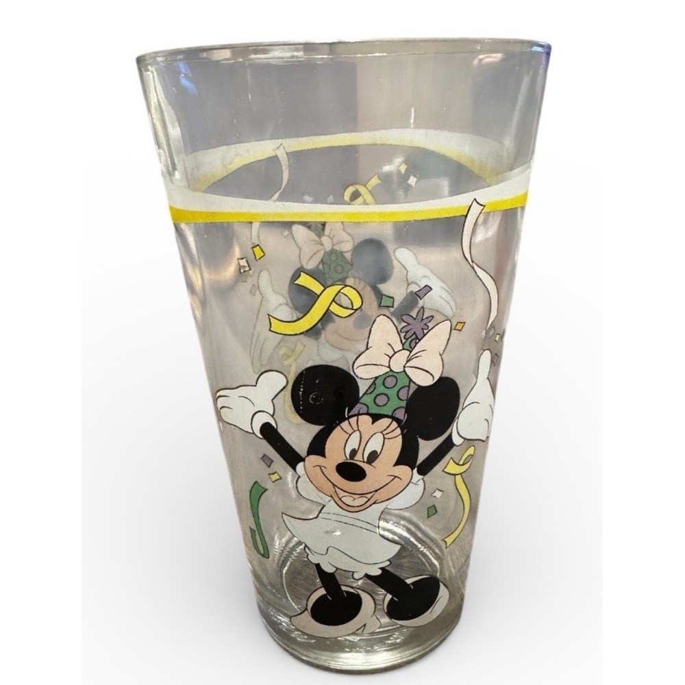 Vintage Disney Minnie Mouse Gibson Glass Tumbler Confetti 16‎ oz Cup